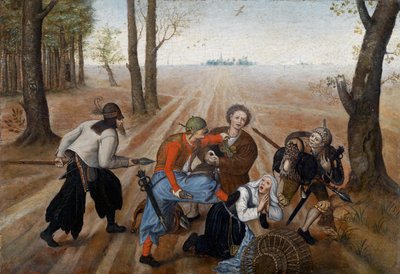 Aanval op een Boerenpaar door Pieter Brueghel the Younger